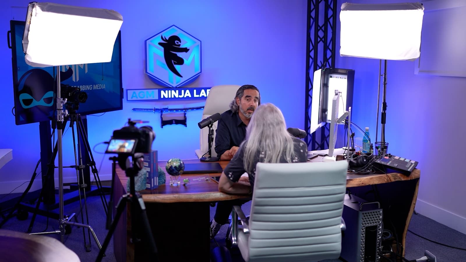 Behind the scenes: Manuel filmed on a two-camera interview setup in the Ninja Lab